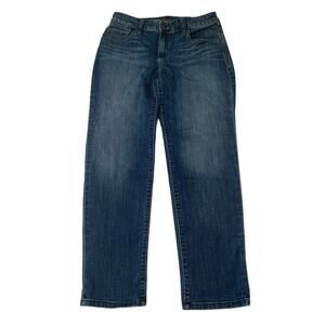 Chico's Platinum Women's Straight Jeans Sz 0 Regular Blue Mid Rise Stretch Denim